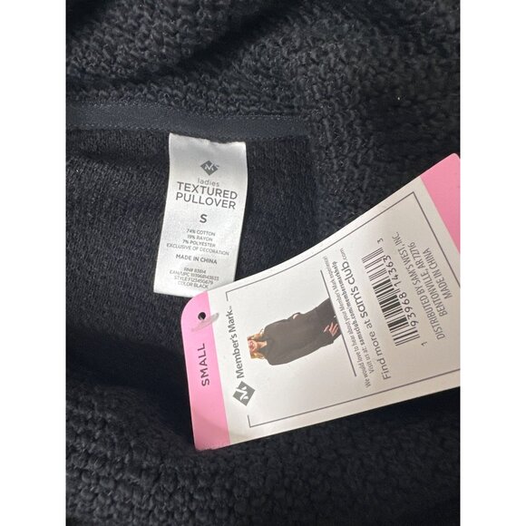 Members Mark Womens Textured Pullover Sweater Hoodie Small Black Cowl Neck - Picture 4 of 7